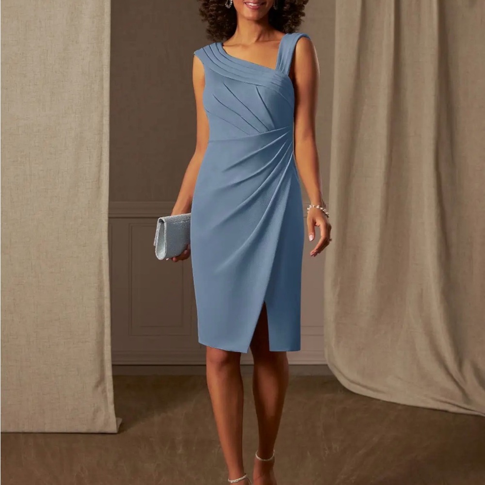 Azazie Cecily - Dusty Blue - A10 - One Shoulder Dress
